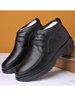   Men Winter snow Boots Warm Thicken Men's Ankle Boots bot  Male Business Office Formal Leather safety Shoes