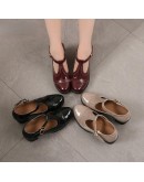  Women Pumps Black High Heels Lady Leather Thick with Lolita England Spring Summer Pointed Single Shoes Female Sandals 34-41