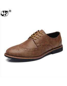  Leather Brogue Mens Flats Shoes Casual British Style Men oxfords  Men Shoes  Dress Shoes For Men 442