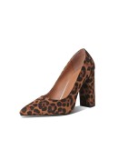 2023 Sexy Leopard Print Suede High Heels 11cm Pointed Toe Pumps Spring Autumn Square High Heel Female Shoes Big Size 34-43